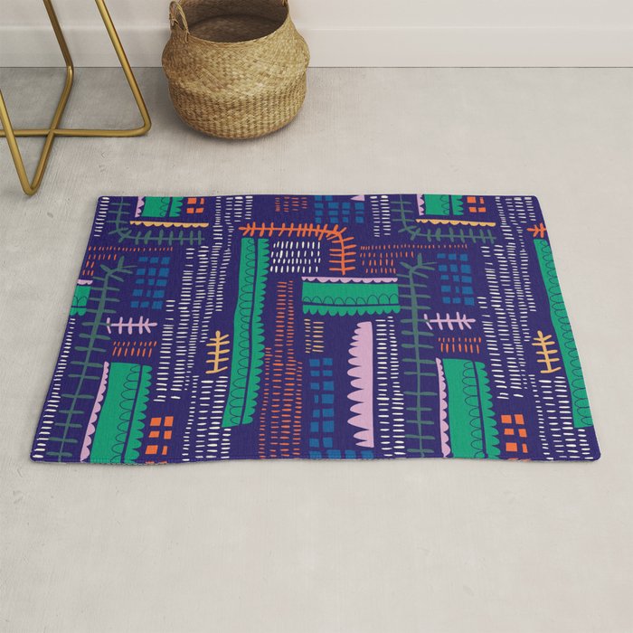 Block print geometrics blue Rug Gallery Image 1