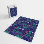 Block print geometrics blue Jigsaw Puzzle Gallery Image 2