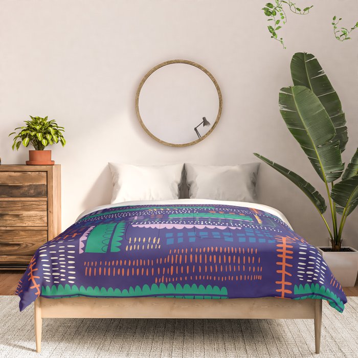 Block print geometrics blue Comforter Gallery Image 3