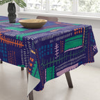 Block print geometrics blue Tablecloth Gallery Image 3