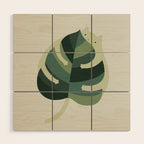 Monstera Cat Hug Wood Wall Art Gallery Image 1
