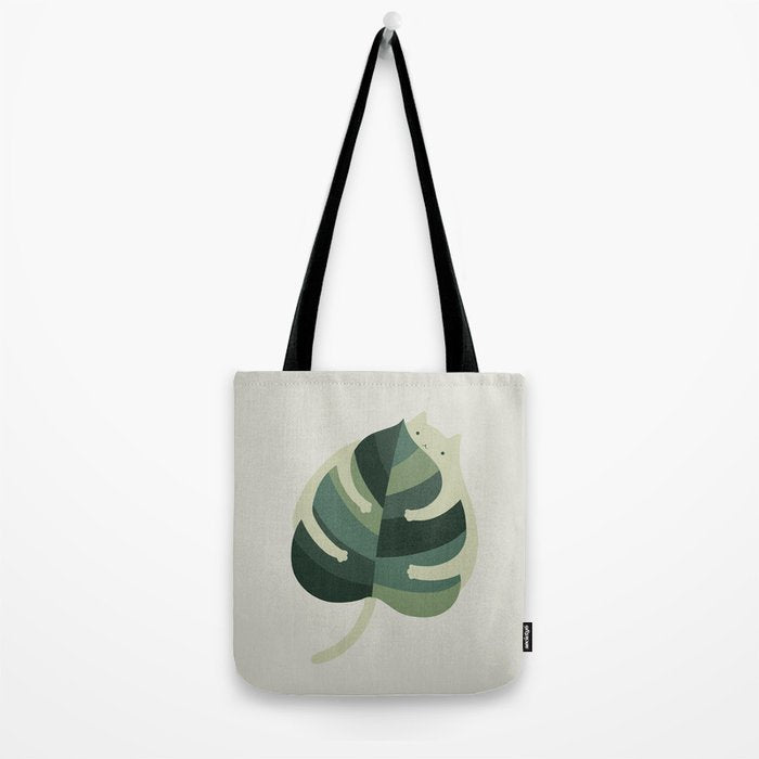 Monstera Cat Hug Tote Bag Gallery Image 2