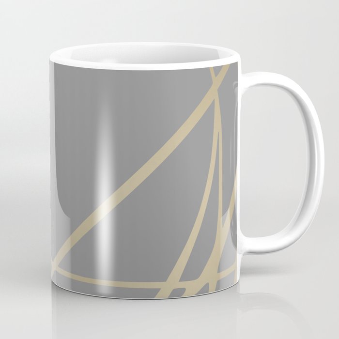 Gold and Gray Circles and Swirls Striped Abstract Pattern Coffee Mug Gallery Image 1