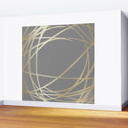 Gold and Gray Circles and Swirls Striped Abstract Pattern Wall Mural Gallery Image 2