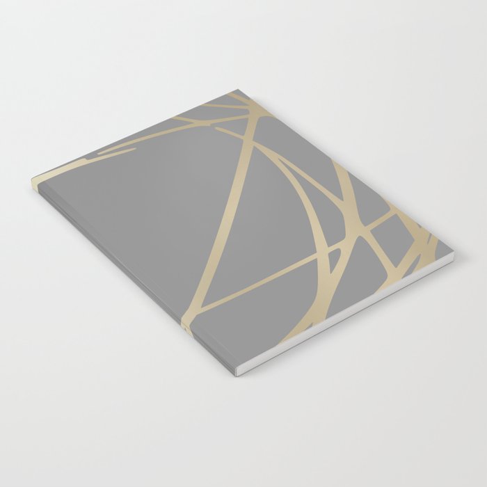 Gold and Gray Circles and Swirls Striped Abstract Pattern Notebook Gallery Image 2