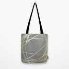 Gold and Gray Circles and Swirls Striped Abstract Pattern Tote Bag Gallery Image 2