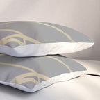Gold and Gray Circles and Swirls Striped Abstract Pattern Pillow Sham Gallery Image 3