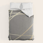 Gold and Gray Circles and Swirls Striped Abstract Pattern Comforter Gallery Image 6