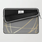 Gold and Gray Circles and Swirls Striped Abstract Pattern Laptop Sleeve Gallery Image 2