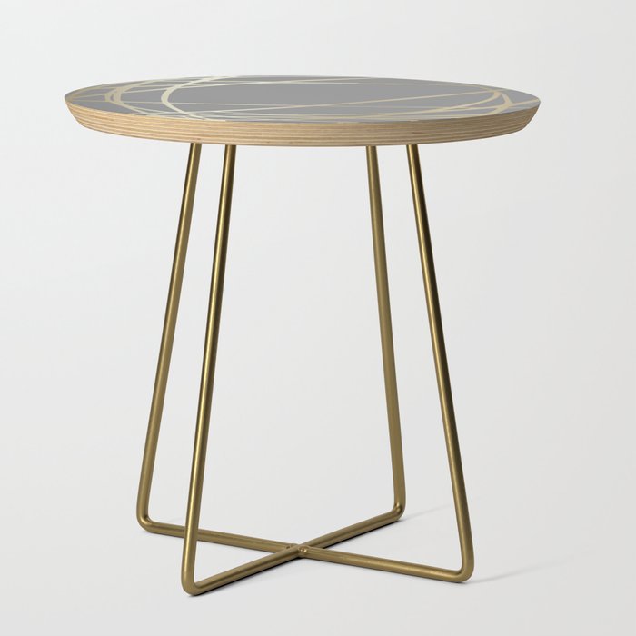 Gold and Gray Circles and Swirls Striped Abstract Pattern Side Table Gallery Image 1