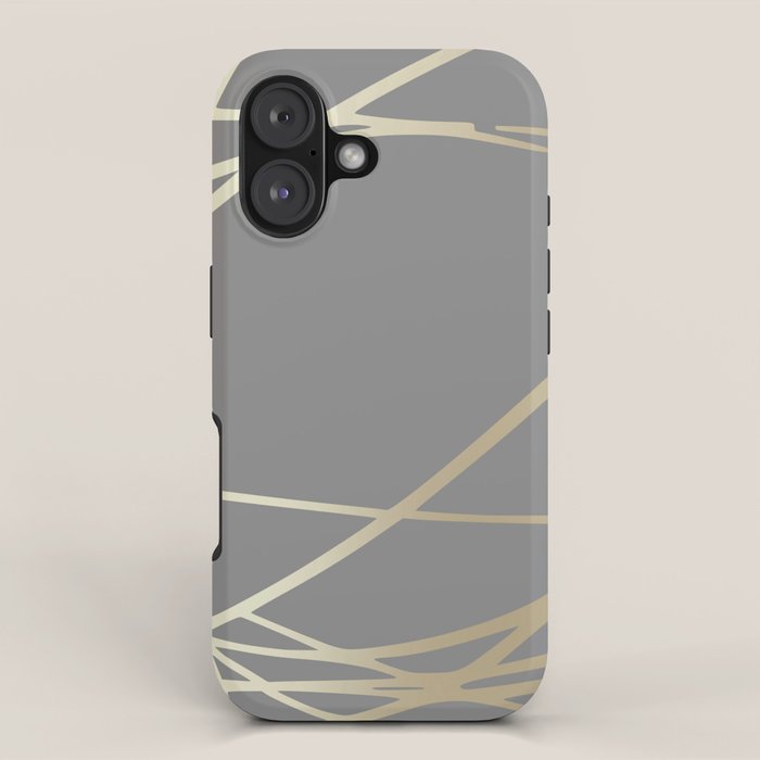 Gold and Gray Circles and Swirls Striped Abstract Pattern iPhone Case Gallery Image 1