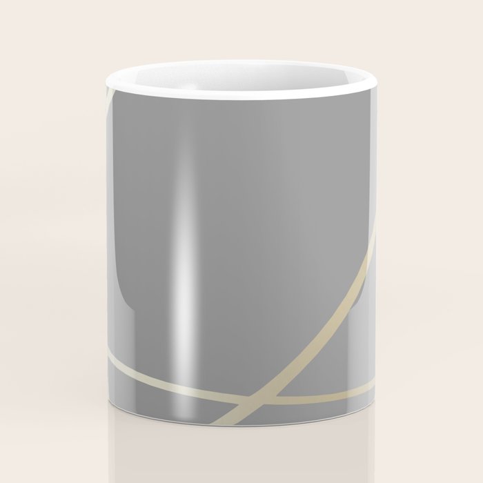 Gold and Gray Circles and Swirls Striped Abstract Pattern Coffee Mug Gallery Image 4