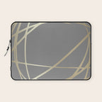 Gold and Gray Circles and Swirls Striped Abstract Pattern Laptop Sleeve Gallery Image 1