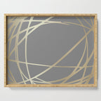 Gold and Gray Circles and Swirls Striped Abstract Pattern Serving Tray Gallery Image 1