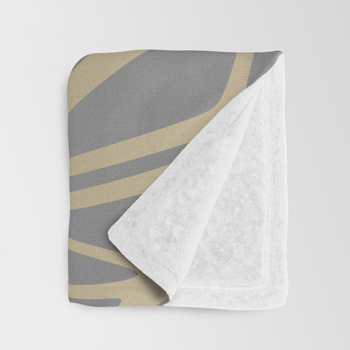 Gold and Gray Circles and Swirls Striped Abstract Pattern Throw Blanket Gallery Image 3
