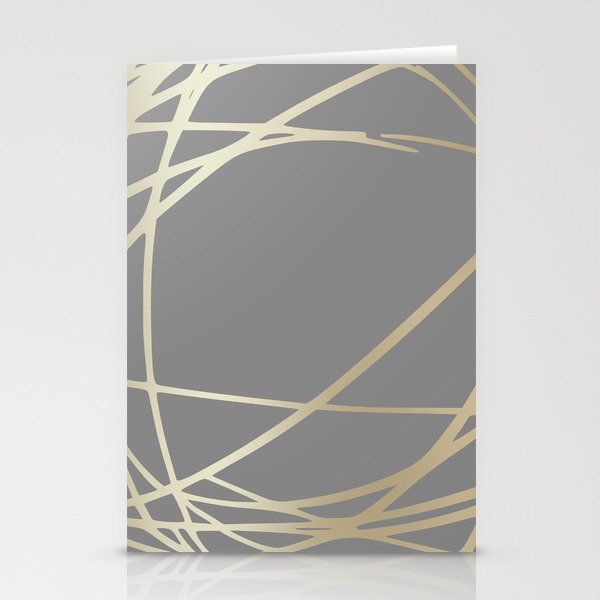 Gold and Gray Circles and Swirls Striped Abstract Pattern Stationery Card Gallery Image 1
