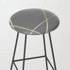 Gold and Gray Circles and Swirls Striped Abstract Pattern Stool Gallery Image 2