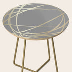Gold and Gray Circles and Swirls Striped Abstract Pattern Side Table Gallery Image 2
