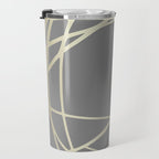 Gold and Gray Circles and Swirls Striped Abstract Pattern Travel Mug Gallery Image 3