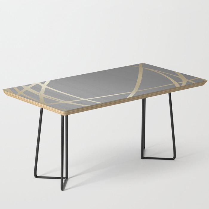 Gold and Gray Circles and Swirls Striped Abstract Pattern Coffee Table Gallery Image 1