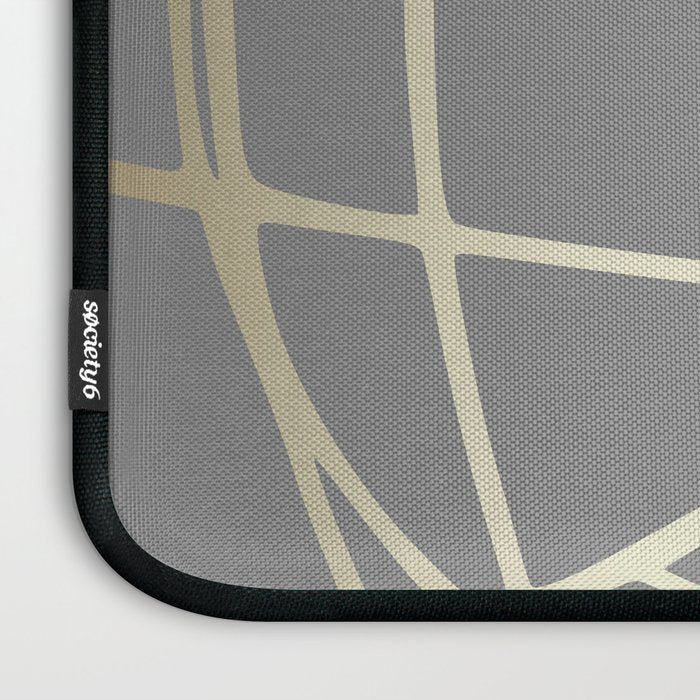 Gold and Gray Circles and Swirls Striped Abstract Pattern Laptop Sleeve Gallery Image 3