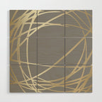 Gold and Gray Circles and Swirls Striped Abstract Pattern Wood Wall Art Gallery Image 1