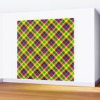 Bright summer neon checkered pattern yellow green purple Wall Mural Gallery Image 2