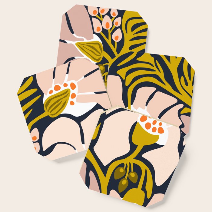 these flowers always fit - floral illustration Coaster Gallery Image 1