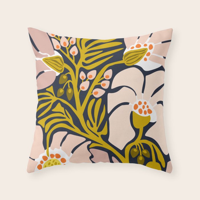 these flowers always fit - floral illustration Throw Pillow Gallery Image 1