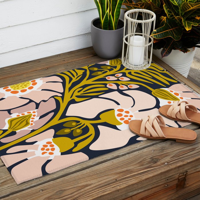 these flowers always fit - floral illustration Outdoor Rug Gallery Image 2