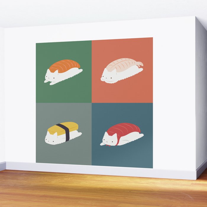 Sushi Cat 2x2 Wall Mural Gallery Image 2