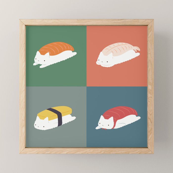 Sushi Cat 2x2 Mini Art Print Gallery Image 1