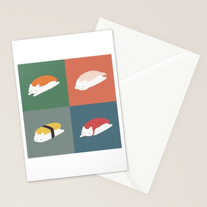 Sushi Cat 2x2 Stationery Card Gallery Image 2
