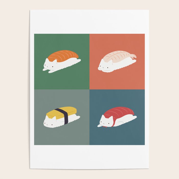 Sushi Cat 2x2 Poster Gallery Image 1