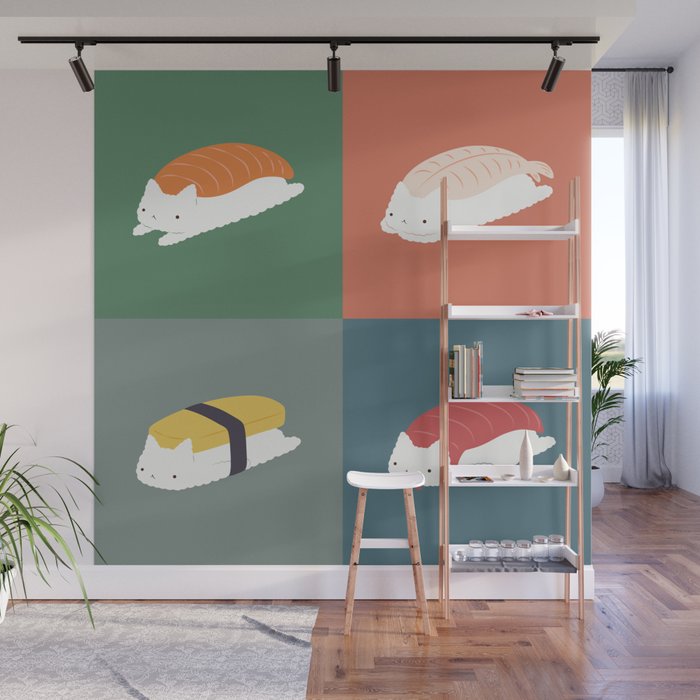 Sushi Cat 2x2 Wall Mural Gallery Image 1