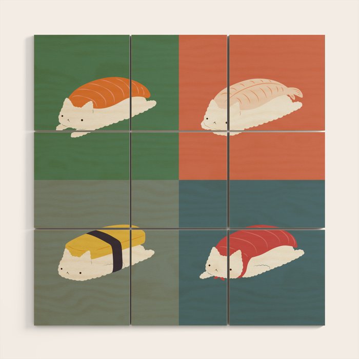 Sushi Cat 2x2 Wood Wall Art Gallery Image 1