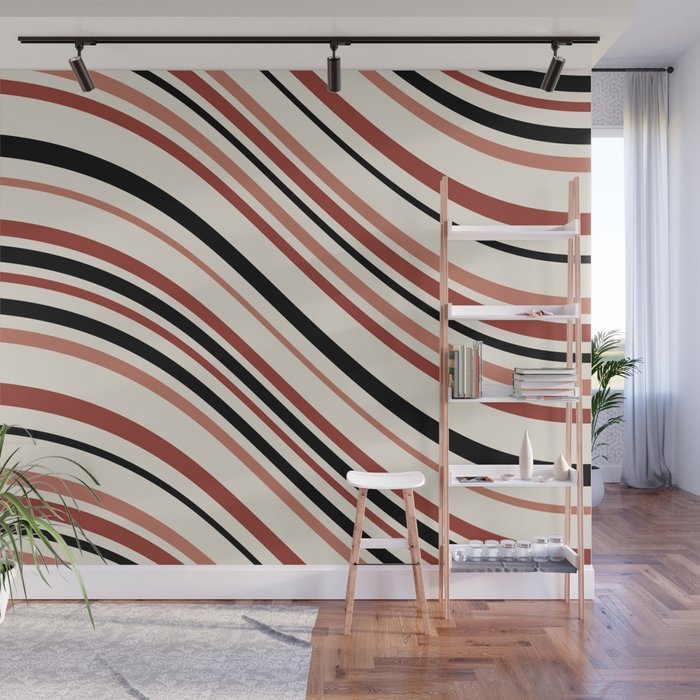 Wavy Stripes XI - Neutral Pink Wall Mural Gallery Image 1