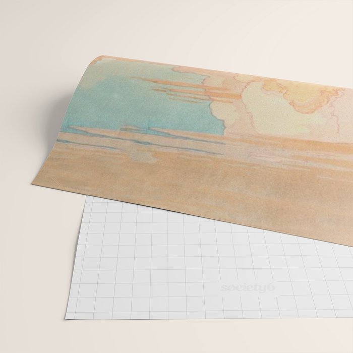 Storms over Keiisino - Winter Mountain & Forest Ukiyoe Nature Landscape in Pink, Blue, and Green Wrapping Paper Gallery Image 2