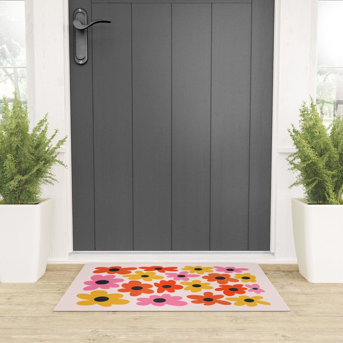 Retro Flowers: Pastel Edition Welcome Mat Gallery Image 3
