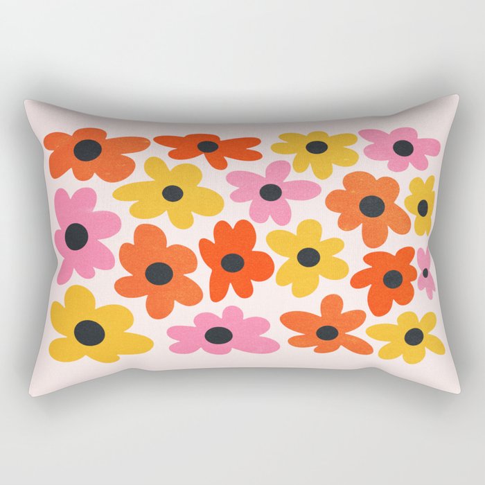 Retro Flowers: Pastel Edition Rectangular Pillow Gallery Image 1
