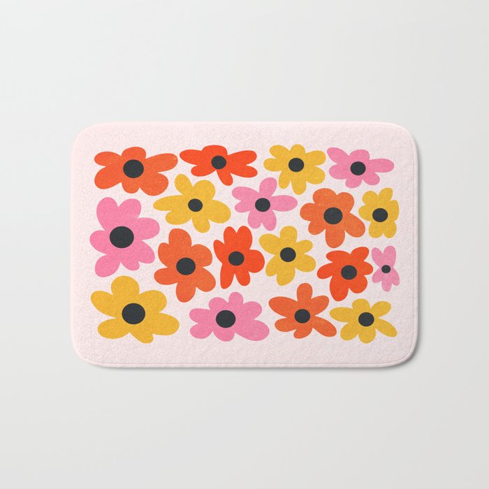Retro Flowers: Pastel Edition Bath Mat Gallery Image 1