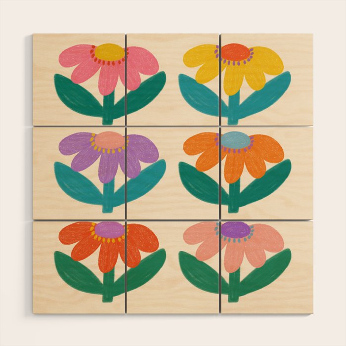 Retro Fun Flower - Adore You  Wood Wall Art Gallery Image 1