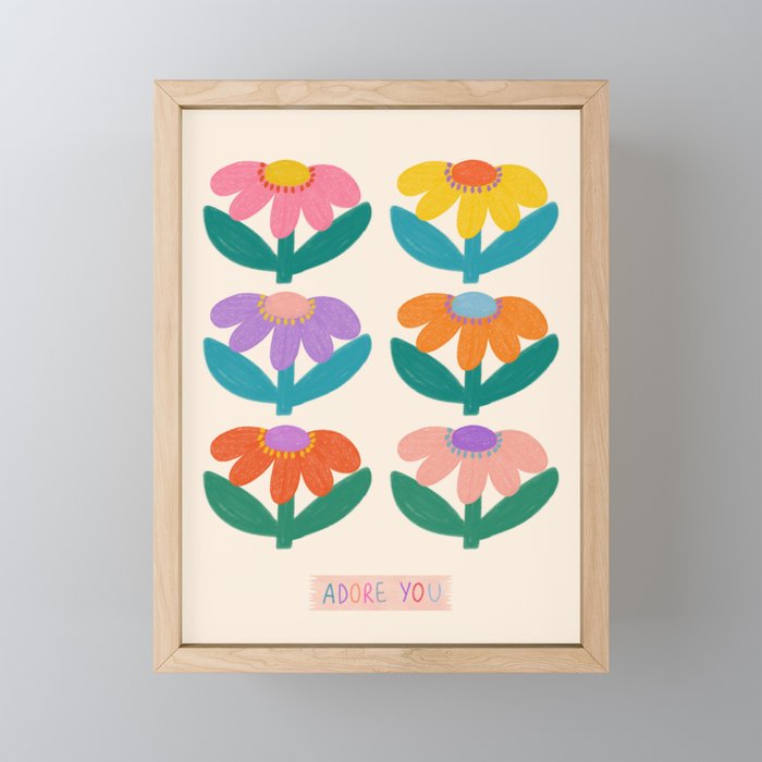 Retro Fun Flower - Adore You  Mini Art Print Gallery Image 1