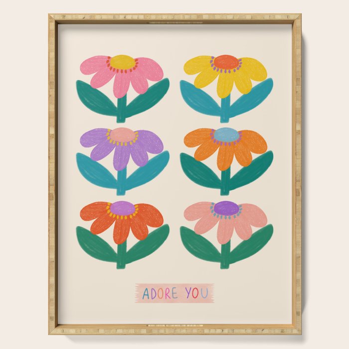 Retro Fun Flower - Adore You  Serving Tray Gallery Image 1