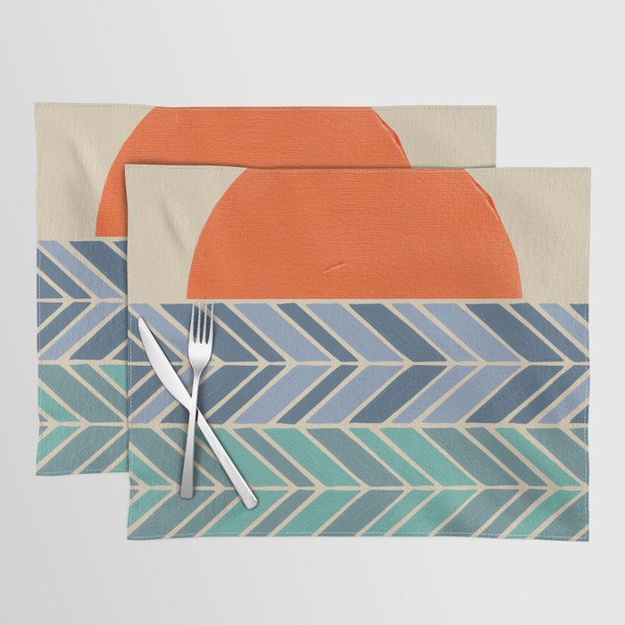 Retro Sunset - Blue & Orange Placemat Gallery Image 1