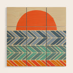 Retro Sunset - Blue & Orange Wood Wall Art Gallery Image 1