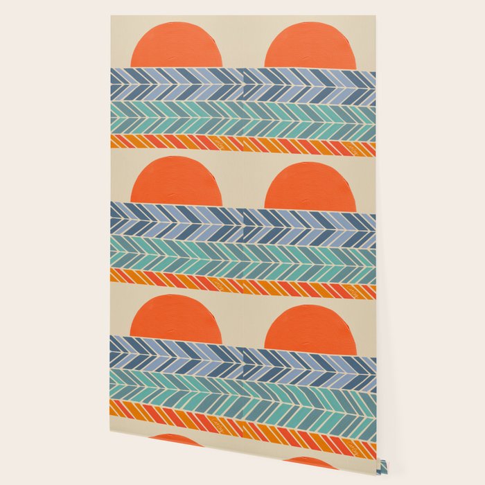 Retro Sunset - Blue & Orange Wallpaper Gallery Image 2