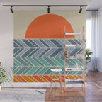Retro Sunset - Blue & Orange Wall Mural Gallery Image 1