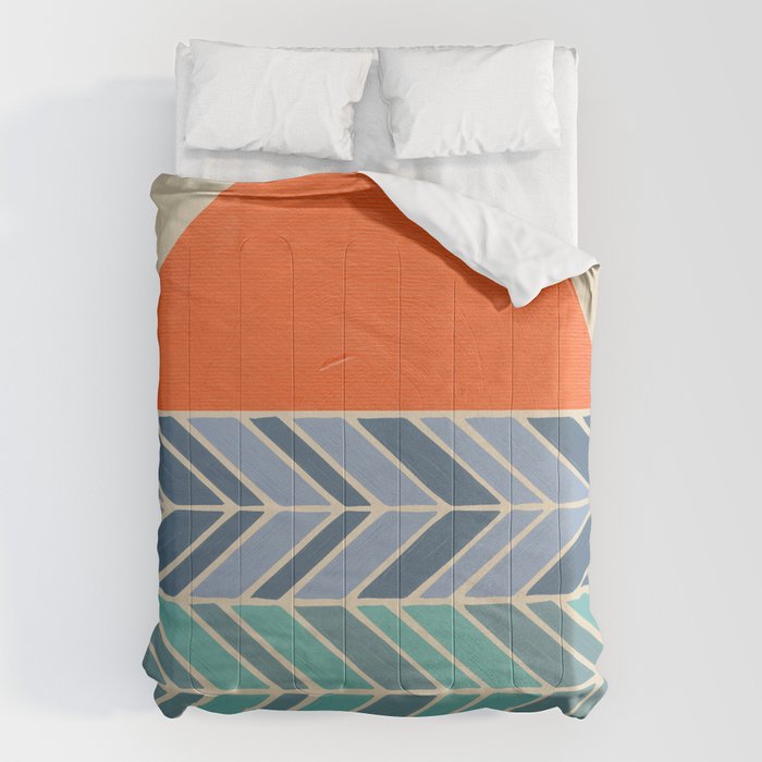 Retro Sunset - Blue & Orange Comforter Gallery Image 1