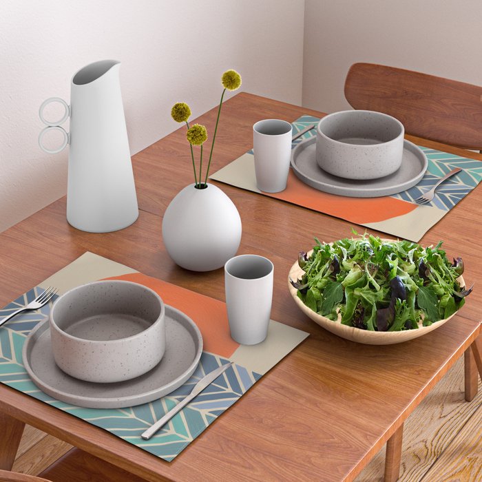 Retro Sunset - Blue & Orange Placemat Gallery Image 2
